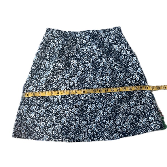Vintage Handmade Floral Calico A-Line Skirt Navy Blue White Mini Skirt Size S - Picture 3 of 6